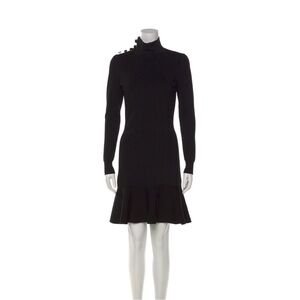 Veronica Beard Turtleneck Knee Length Knit Black Dress